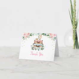 Rosa Guld Blommigt Travel Baby Shower Tack Kort