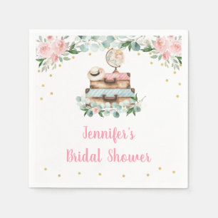 Rosa Guld Blommigt Travel Miss till Mrs Möhippa Pappersservett