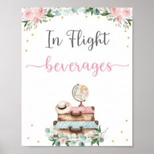 Rosa Guld Blommigt Travel Möhippa Drinks-tecken Poster