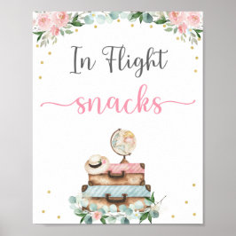 Rosa Guld Blommigt Travel Möhippa Snack-tecken för Poster