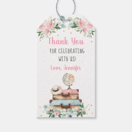 Rosa Guld Blommigt Travel Möhippa Tack Presentetikett