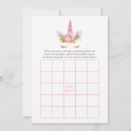 Rosa & Guld Blommigt Unicorn Baby Shower Bingo