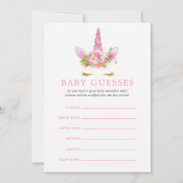 Rosa & Guld Blommigt Unicorn Girl Baby Guesses