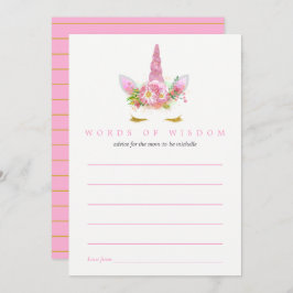 Rosa & Guld Blommigt Unicorn Girl Shower Advice Inbjudningar