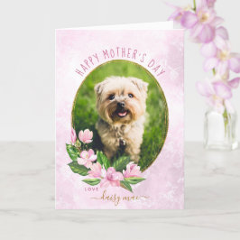 Rosa Guld Blommigt Utandning Hund Foto Mors dag Kort