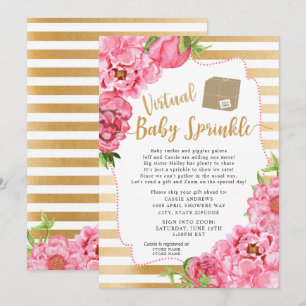 Rosa Guld Blommigt Virtuella Baby Sprinkle Inbjudningar