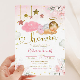 Rosa Guld Blonde Baby Angel Baby Shower Inbjudningar