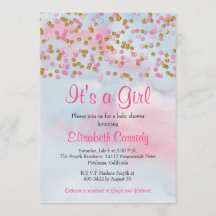 Rosa Guld & Blue Glitter Sprinkle Baby Shower