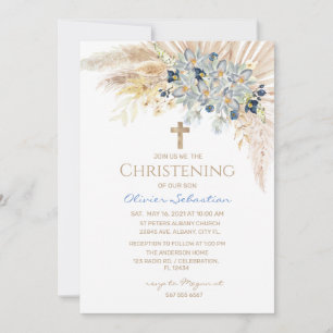 Rosa Guld Boho Girl Baptism Christening-inbjudan Inbjudningar