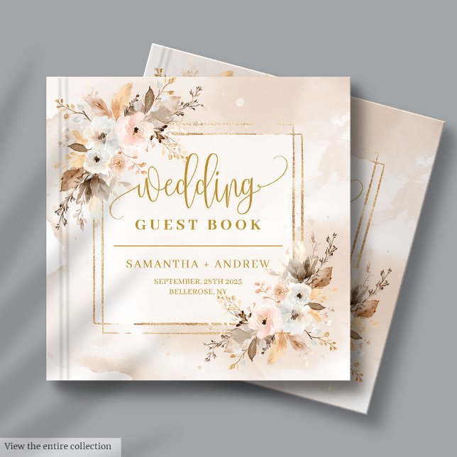  Rosa Guld Boho Hösthösten Bröllop Guest Bok (Blush Pink Gold Boho Autumn Wedding Guest Book)
