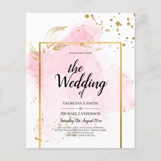 ROSA GULD BRÖLLOP Alkoholbläck Abstrakt Flygblad (Framsidan)