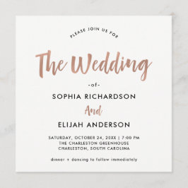 Rosa guld- bröllop för handskriven och modern | inbjudningar