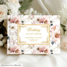 Rosa guld bröllop gästböcker