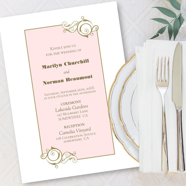 Rosa Guld Bröllop Inbjudningar (Skapare uppladdad)