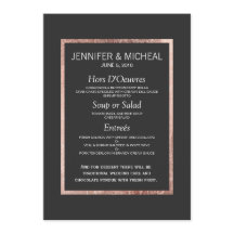 Rosa guld- bröllopmeny för chic Faux