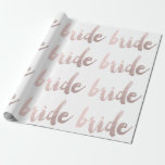 rosa guld- "brud " för modern elegantfrikändfaux, presentpapper<br><div class="desc">Rosa guld- bruddesign för elegant och för frikänd. Du kan skräddarsy designen,  genom att ändra bakgrundsfärgen och att tillfoga namn eller någon annan text.</div>