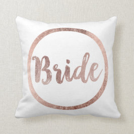 Rosa guld- brudtypografi för elegant chic Faux Kudde