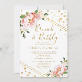 Rosa Guld Brunch & Bubly Möhippa Inbjudningar