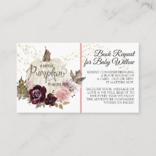 Rosa Guld Burgundy Blommigt Pumpkin Bok-begäran Visitkort