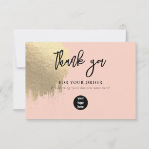 Rosa Guld Business Tack Logotyp Social Media Kort