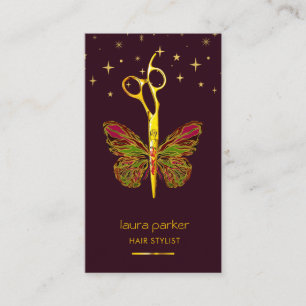 Rosa Guld Butterfly Scissor Hair Stylist Salon Visitkort