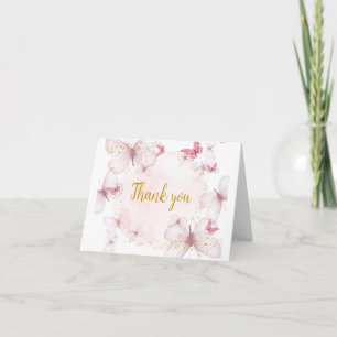 Rosa Guld Butterfly-tackkort Kort