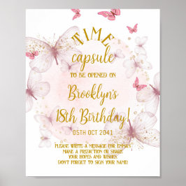 Rosa & Guld Butterfly Time Capsule-tecken Poster