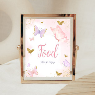 Rosa Guld Butterfly Vår Food Poster