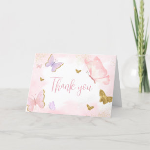 Rosa Guld Butterfly Vår Tack Kort