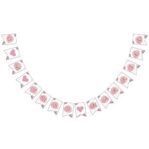 Rosa Guld Calligraphy Blommigt Elegant bröllop Vimplar