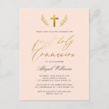 Rosa & Guld Calligraphy First Heliga Communion