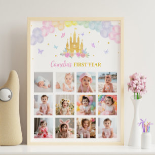 Rosa Guld Castle Princess Birthday Milestone Sign Poster