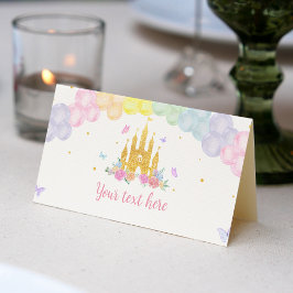 Rosa Guld Castle Princess Birthday-platskort Placeringskort