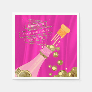 Rosa guld- champagneelegant födelsedagsfestpapper pappersservett