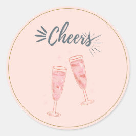 Rosa Guld Cheers Champagne Glass Runt Klistermärke