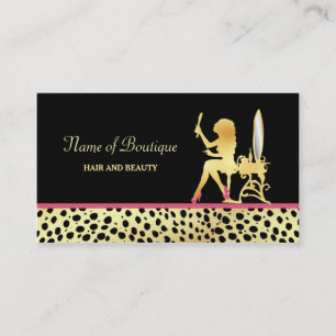 Rosa Guld Cheetah Print Hair and Beauty Boutique Visitkort