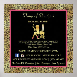 Rosa Guld Cheetah Skriv ut Boutique-informationste Poster