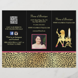 Rosa Guld Cheetah Trifold Product Pris Brochure