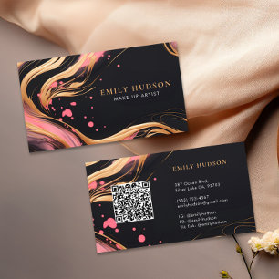 Rosa Guld Chic Mode QR-kod Affärskort Visitkort