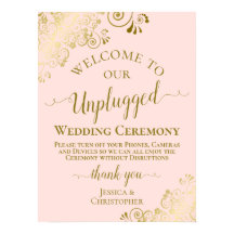  Rosa & Guld Chic Opluggat Bröllop-minnesmärke