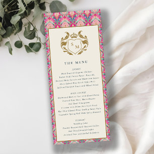 Rosa Guld Classy Blommigt Laurel Bröllop Menu Card Inbjudningar