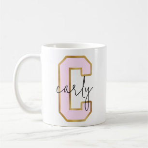 Rosa Guld College Varsity Brev Monogram C Kaffemugg