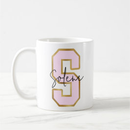 Rosa Guld College Varsity Brev Monogram S Kaffemugg