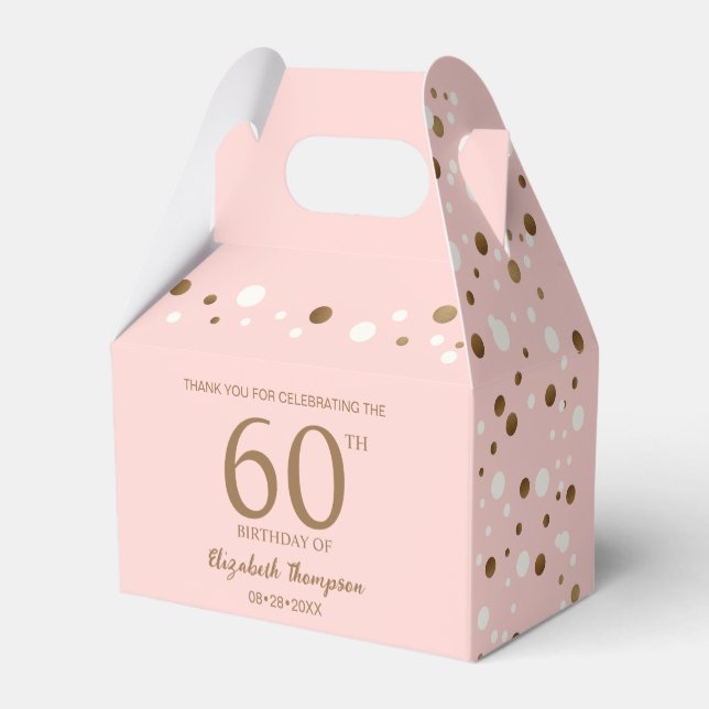 Rosa Guld Confetti 60-årsdag Anpassningsbar Presentaskar (Baksidan Sidan)