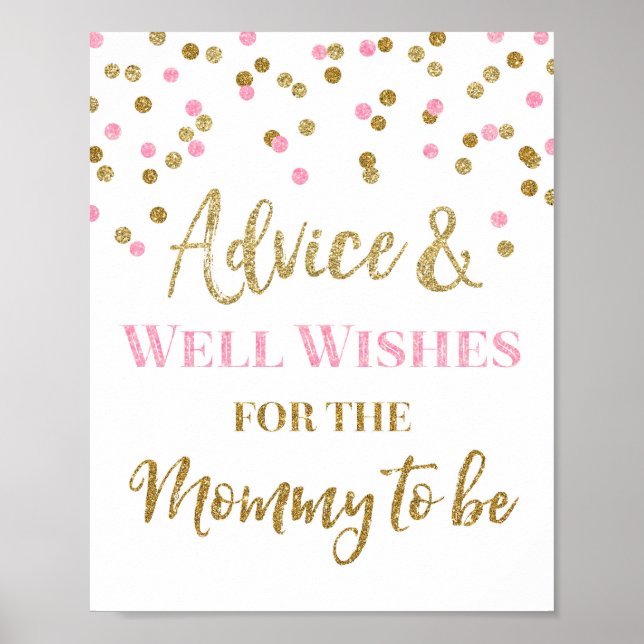 Rosa Guld Confetti Advice om att Mamma ska vara sp Poster (Framsidan)