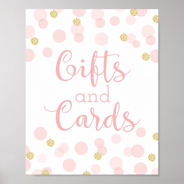 Rosa Guld Confetti Baby Shower Gifts & Cards Sign Poster (Framsidan)