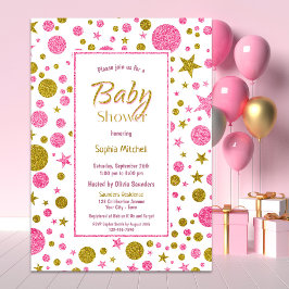 Rosa Guld Confetti Baby Shower Inbjudningar