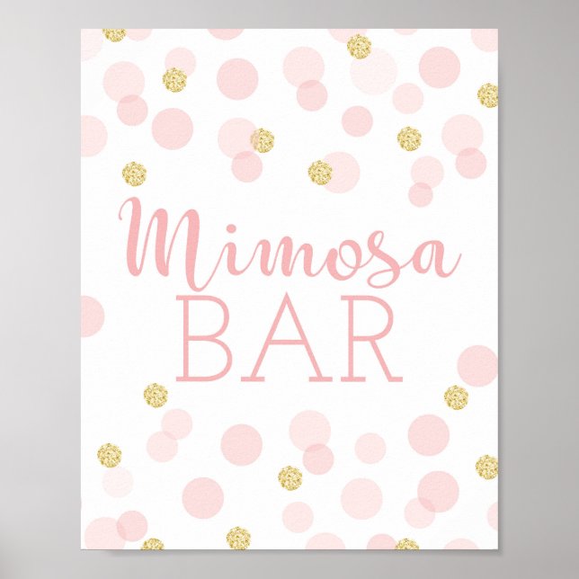 Rosa Guld Confetti Baby Shower Mimosa Pub-tecken Poster (Framsidan)
