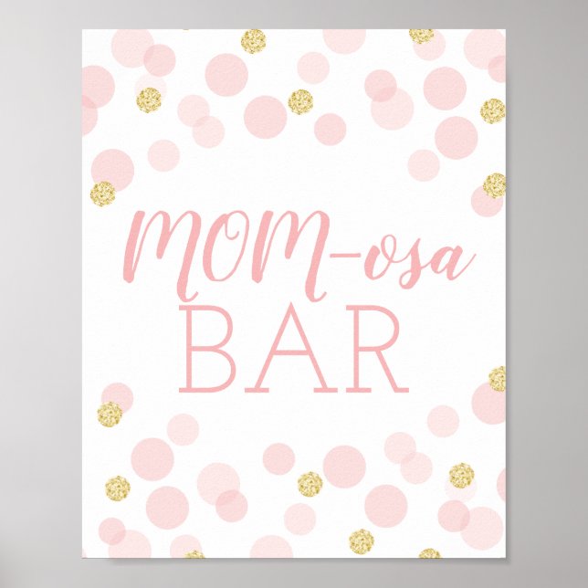 Rosa Guld Confetti Baby Shower MOMosa Pub Mimosa M Poster (Framsidan)