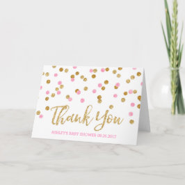 Rosa Guld Confetti Baby Shower Tack Kort